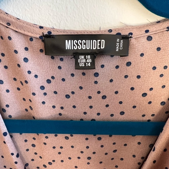 Missguided - Blush Polka Dot Satin Ruffle Tea Dress - Picture 7 of 7